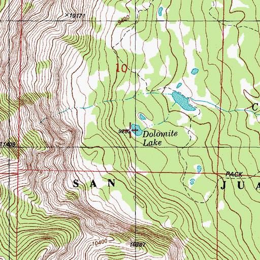 Topographic Map of Dolomite Lake, CO
