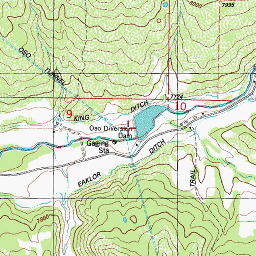 Topographic Map of Oso Diversion Dam, CO