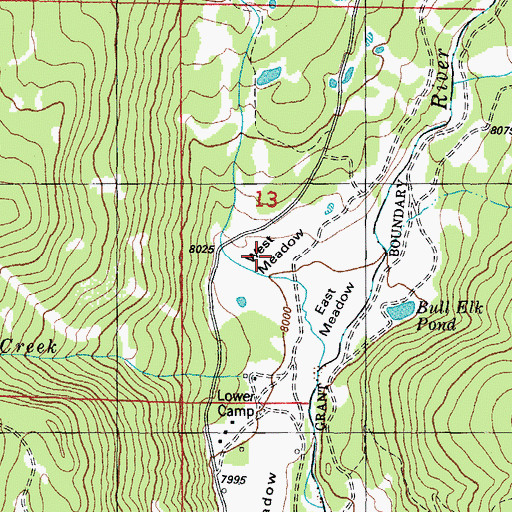 Topographic Map of West Meadow, CO