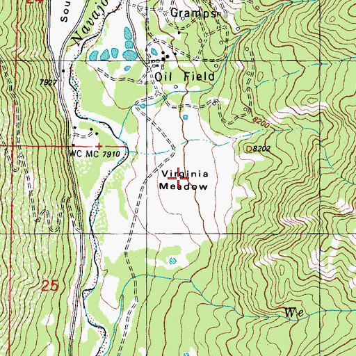 Topographic Map of Virginia Meadow, CO