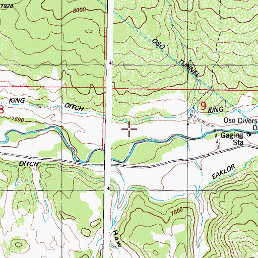 Topographic Map of King Ditch, CO