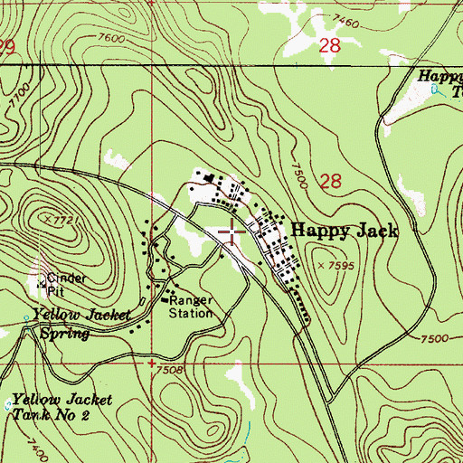 Topographic Map of Happy Jack Post Office (historical), AZ