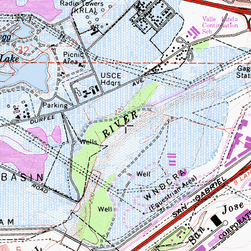 Topographic Map of Whittier Narrows, CA