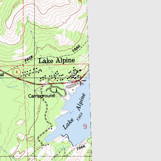 Topographic Map of Lake Alpine Post Office (historical), CA