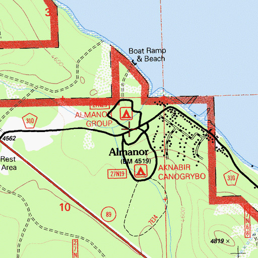Topographic Map of Almanor Post Office (historical), CA