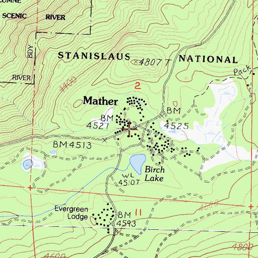 Topographic Map of Mather Post Office (historical), CA