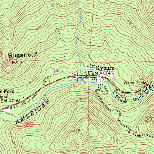 Topographic Map of Kyburz Post Office (historical), CA