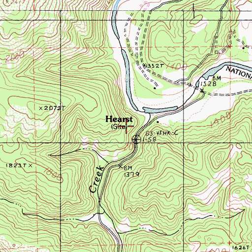 Topographic Map of Hearst Post Office (historical), CA