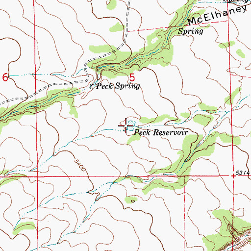 Topographic Map of Peck Reservoir, CO