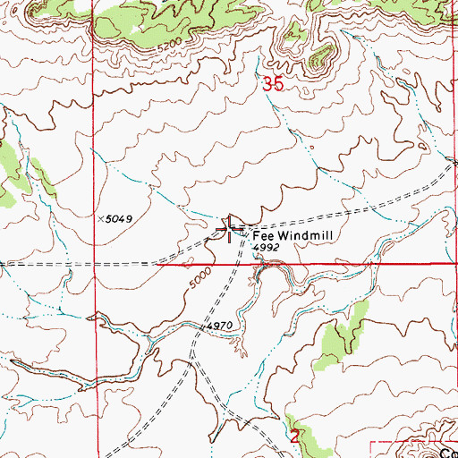 Topographic Map of Fee Windmill, CO