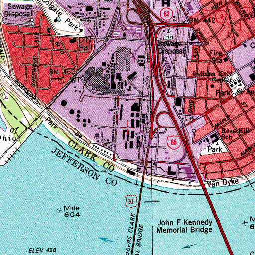 Topographic Map of Falls of the Ohio, IN