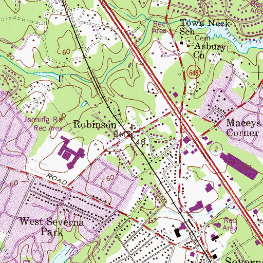 Topographic Map of Robinson Post Office (historical), MD