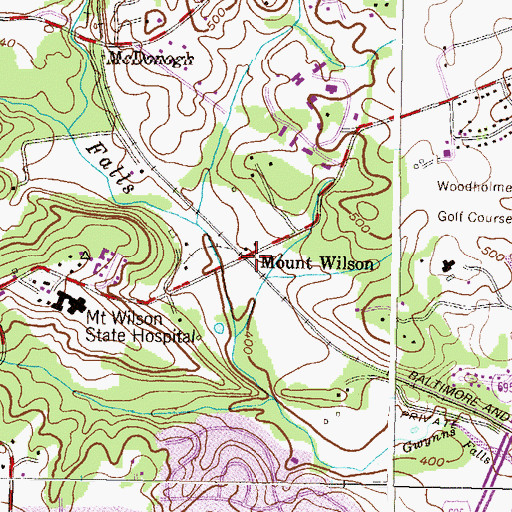 Topographic Map of Mount Wilson Post Office (historical), MD