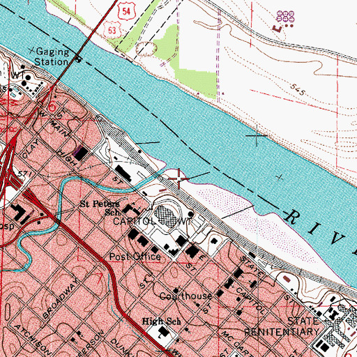 Topographic Map of Jefferson Landing State Historic Site, MO