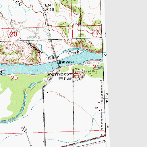 Topographic Map of Pompeys Pillar National Monument, MT