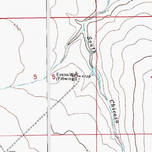 Topographic Map of Evans Well, CO