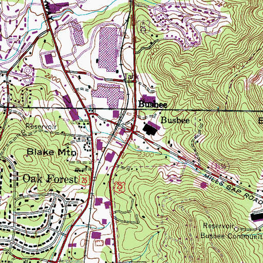 Topographic Map of Busbee Post Office (historical), NC
