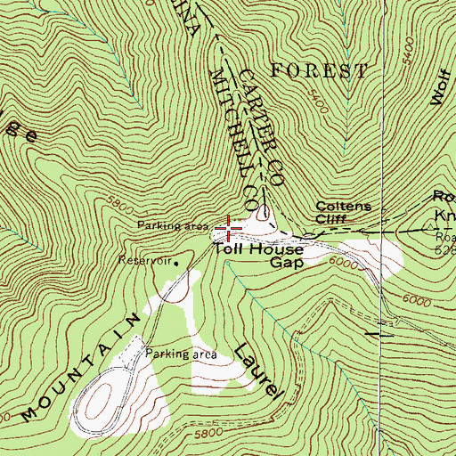 Topographic Map of Cloudland Post Office (historical), NC