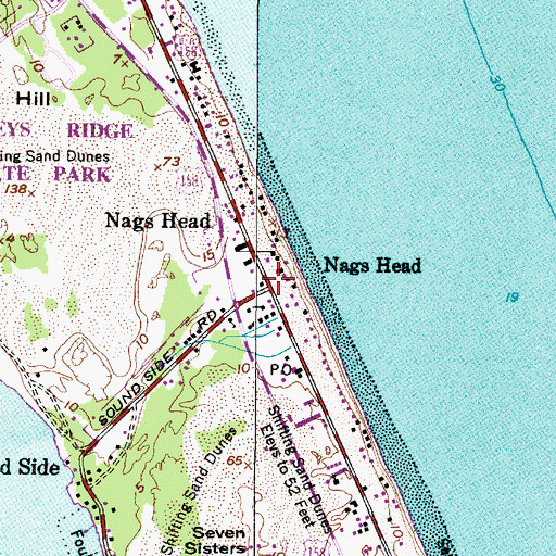 Topographic Map of Nags Head Post Office (historical), NC
