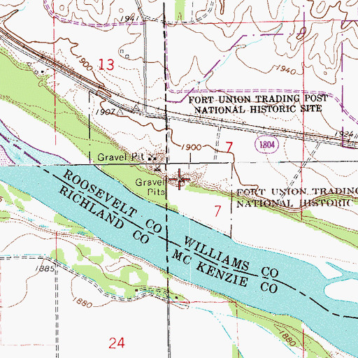 Topographic Map of Fort Union (historical), ND