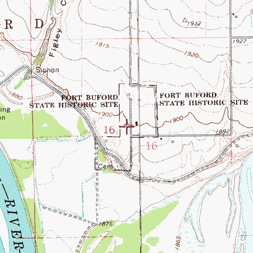 Topographic Map of Fort Buford (historical), ND