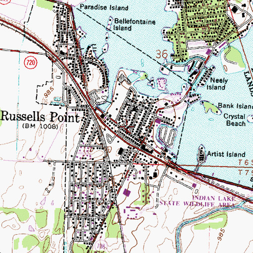 Topographic Map of Russels Point Post Office (historical), OH