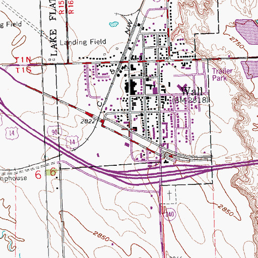 Topographic Map of National Grasslands Visitors Cnter, SD