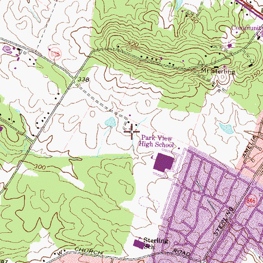Topographic Map of Claude Moore Park, VA