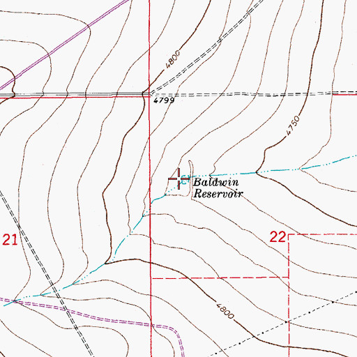 Topographic Map of Baldwin Reservoir, CO