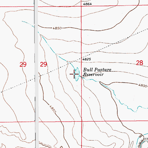 Topographic Map of Bull Pasture Reservoir, CO
