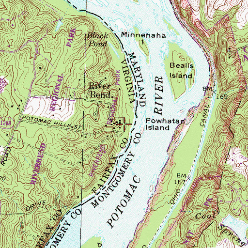Topographic Map of Riverbend Regional Park Visitor Center, VA