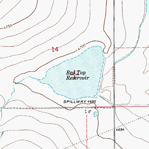 Topographic Map of Red Top Reservoir, CO