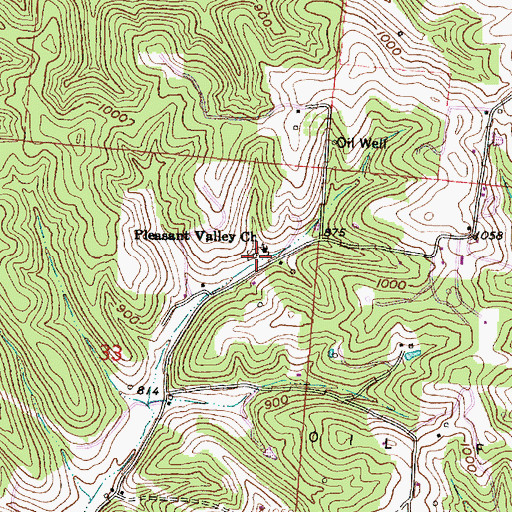Topographic Map of Pleasant Valley Cemetery, OH