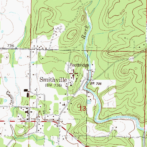 Topographic Map of Big Lick Cemetery, OK