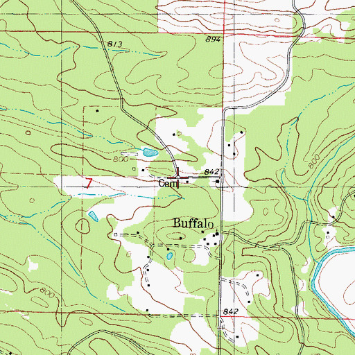 Topographic Map of Buffalo Cemetery, OK