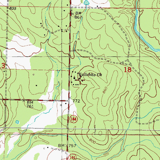Topographic Map of Kulli-Chito Cemetery, OK