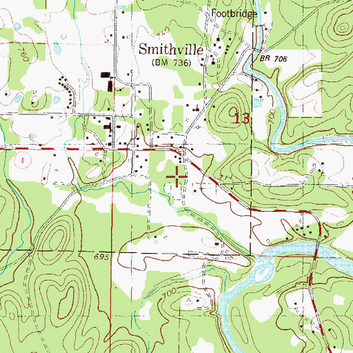 Topographic Map of Old Smithville Cemetery, OK