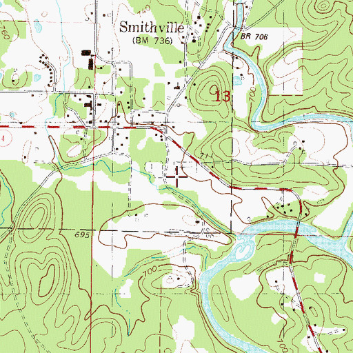 Topographic Map of Smithville Cemetery, OK