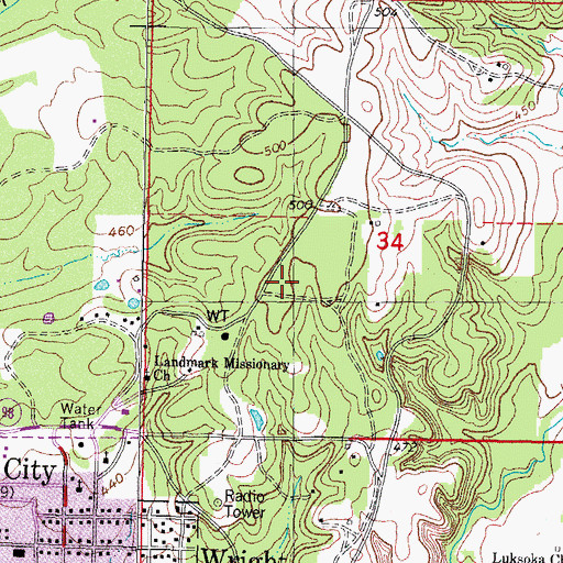 Topographic Map of Joe Slater Memorial Cemetery, OK
