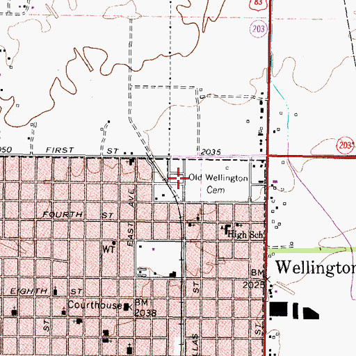 Topographic Map of Memorial Gardens Cemetery, TX