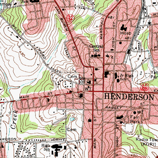 Topographic Map of Old City Cemetery, TX