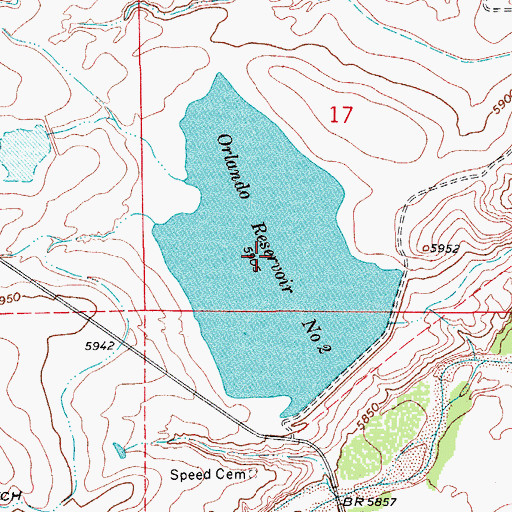 Topographic Map of Orlando Reservoir Number 2, CO