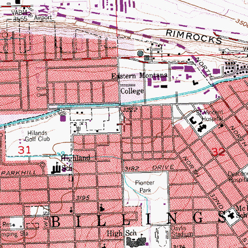 Topographic Map of Billings Division, MT