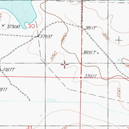Topographic Map of Blackfeet Reservation East Division, MT