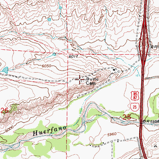 Topographic Map of Butte Cemetery, CO
