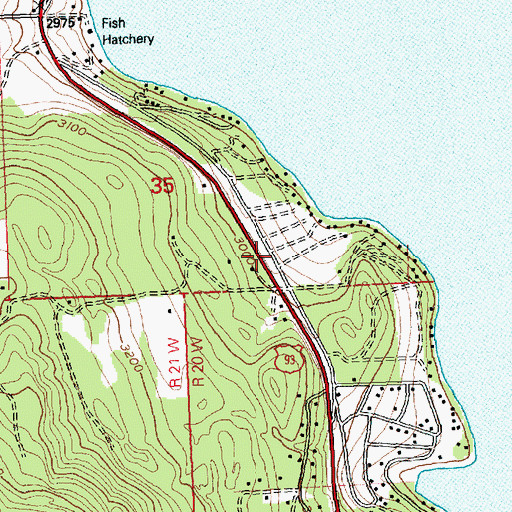Topographic Map of Lakeside-Somers Division, MT