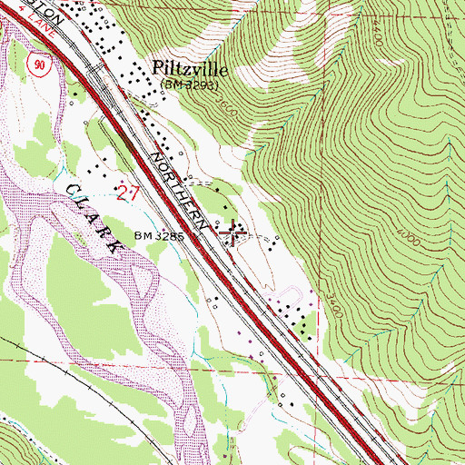 Topographic Map of Missoula Division, MT