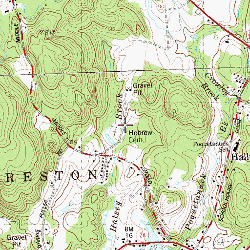 Topographic Map of Hebrew Cemetery, CT