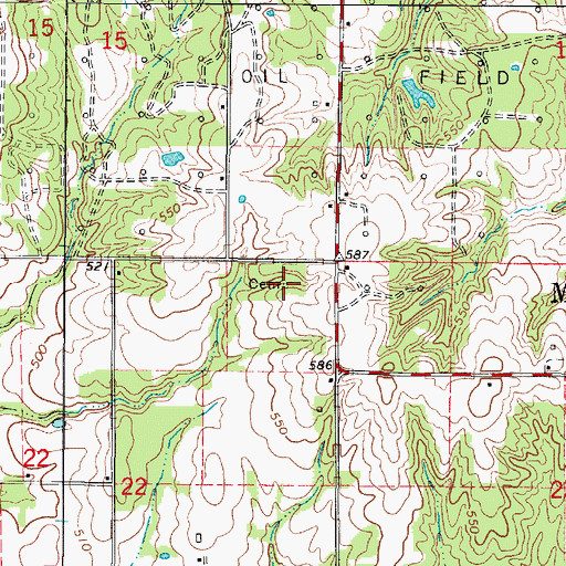 Topographic Map of Higgins Cemetery, IL