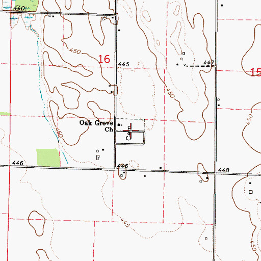 Topographic Map of Oak Grove Cemetery, IL
